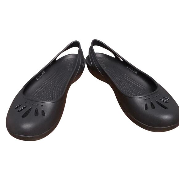 Crocs Kadee Slingback Flats Size 7 Black Comfort Slip-On Lightweight Minimalist - Picture 1 of 6
